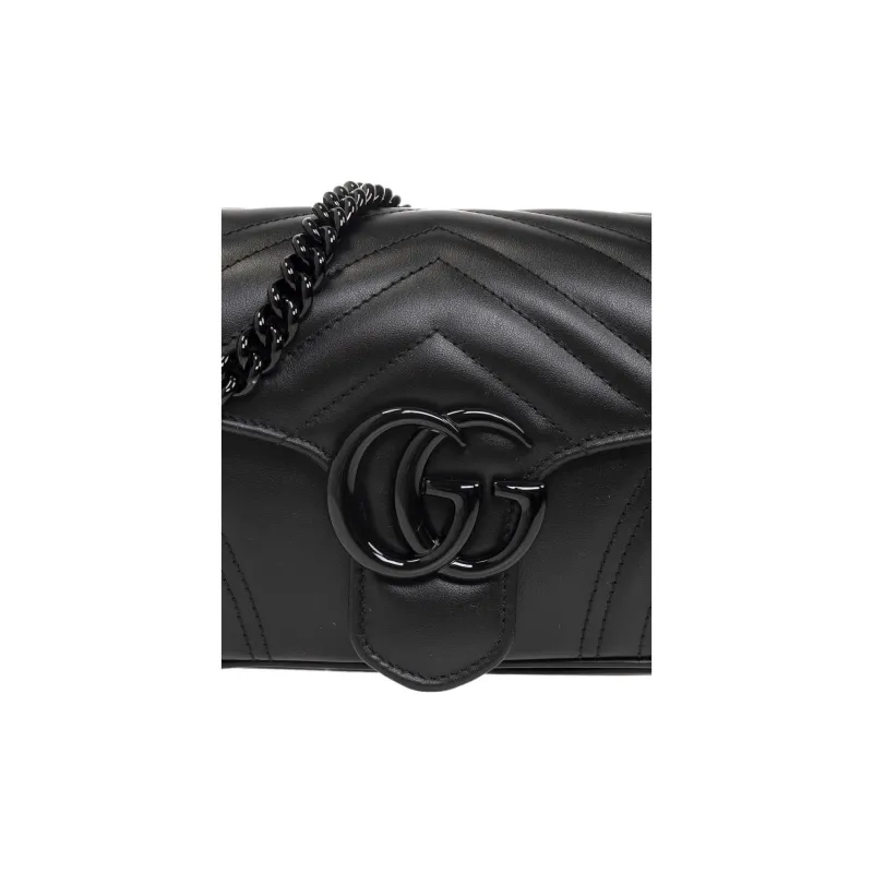 GUCCI Marmont Leather Crossbody Bag, Shoulder Bag Women's Black-4