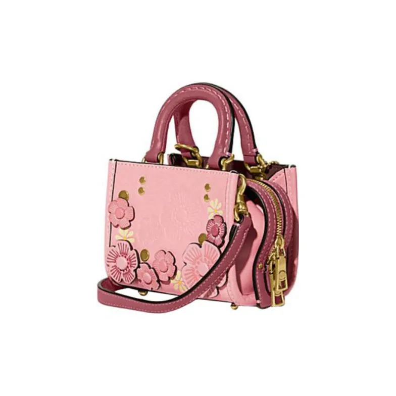 COACH Rogue Leather Square Bag Shoulder Bag Crossbody Bag Mini Women's Pink-2