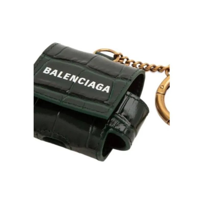Balenciaga Cash Calfskin EarPods Pro Earphone Case Men's Forest Green-2