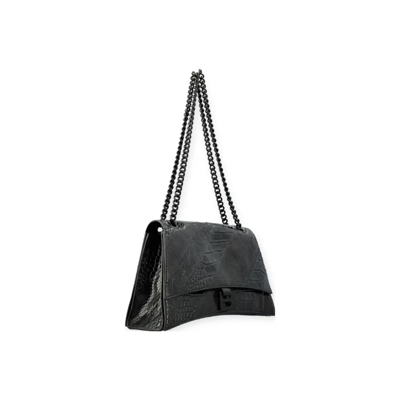 Balenciaga CRUSH Leather Chain Bag Crossbody Bag Shoulder Bag Women's Black-4