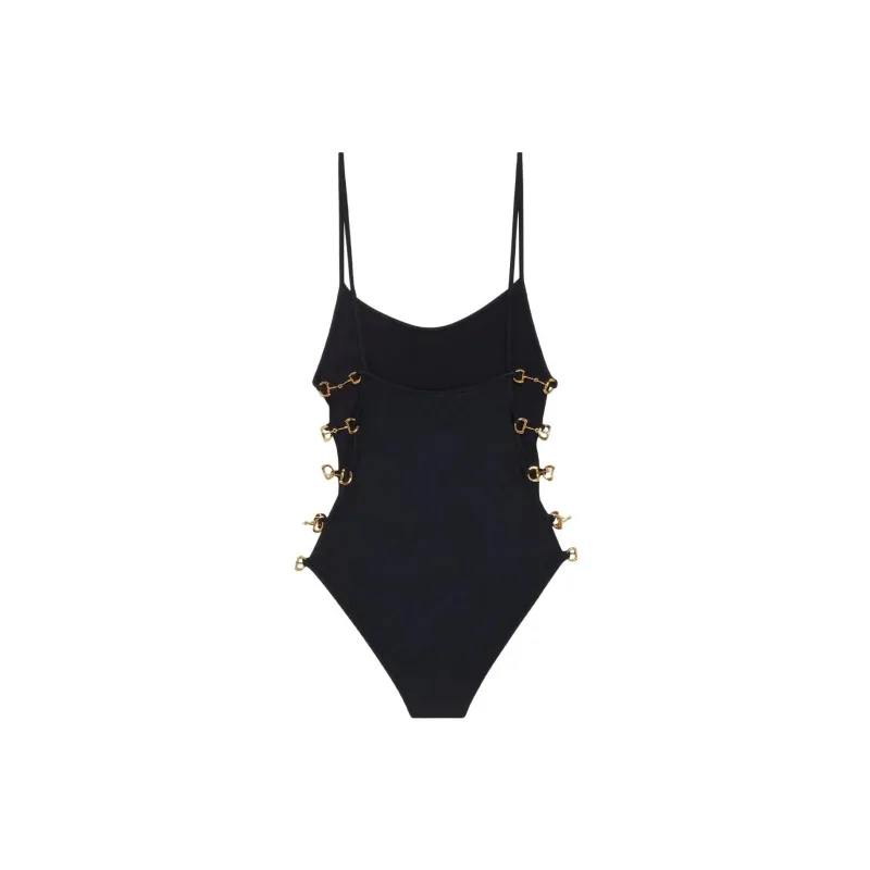 GUCCI Sparkling Swimsuit With Horsebit 'Black'-1