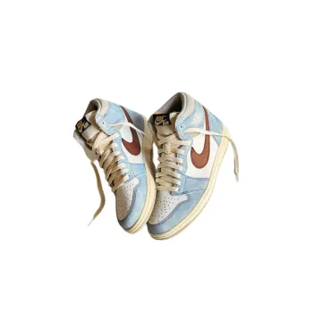 Jordan Air Jordan 1 Cushioning High Top Vintage Basketball Shoes Men's Blue White