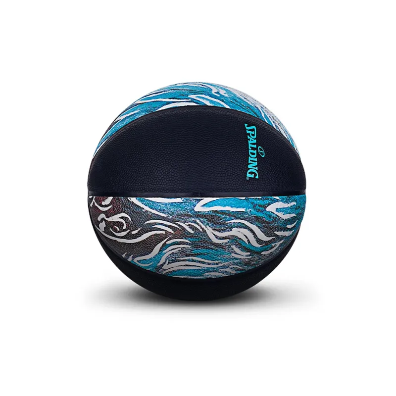 SPALDING Shan Hai Jing Series PU Basketball Black Blue Size 7 Training Unisex-3