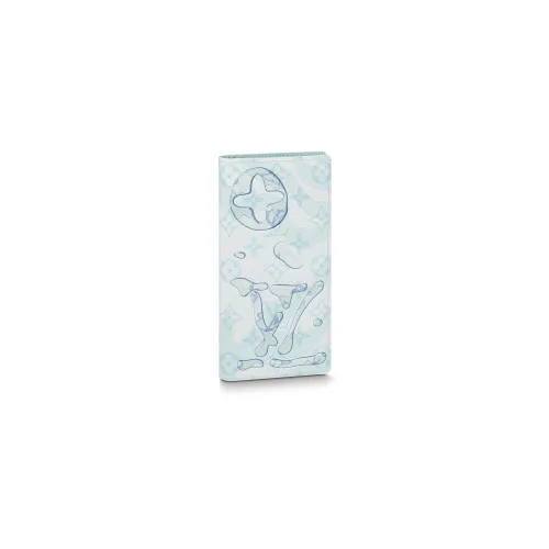 LOUIS VUITTON Brazza Cow Leather Wallet Regular Men's Light Blue