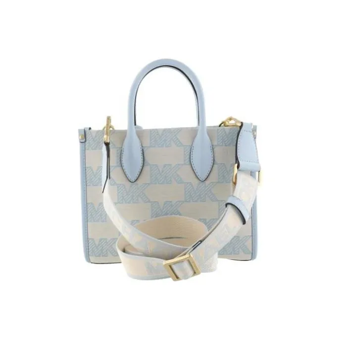 MICHAEL KORS Mirella Cotton Tote Bag, Shopping Bag, Handbag, Shoulder Bag, Crossbody Bag Trumpets Women's Blue-3