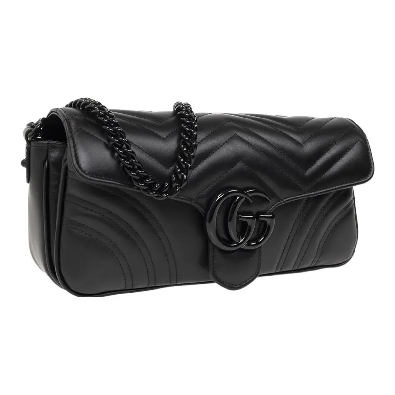 GUCCI Marmont Leather Crossbody Bag, Shoulder Bag Women's Black-1