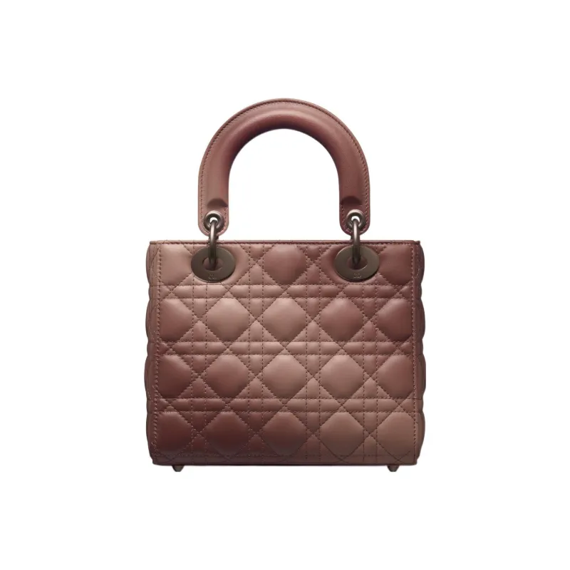 DIOR Lady Dior Wicker Lambskin Shoulder Bag Crossbody Bag Handbag Small Size Women's Dark Pink-2