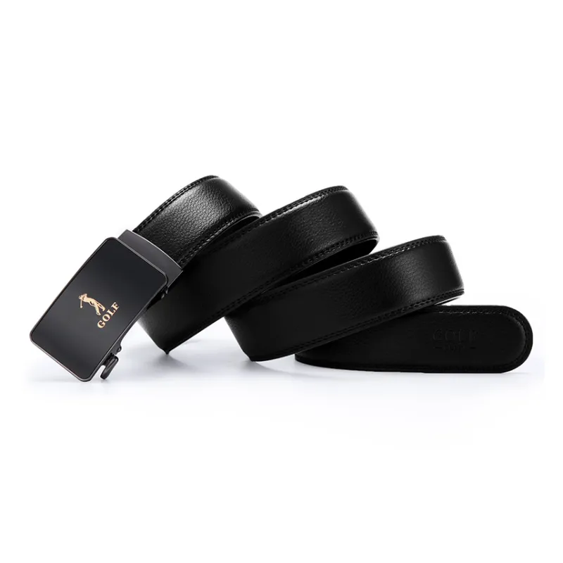 GOLF Cow Leather Leather Belts Men's Black Width: 3.5cm-4