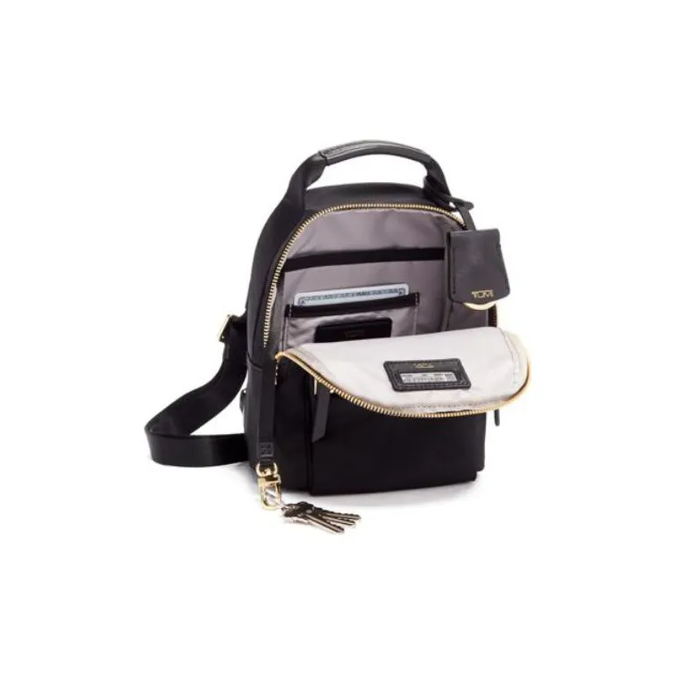 TUMI Voyageur Leather Trim Nylon Blend Backpack Mini Women's Black-2