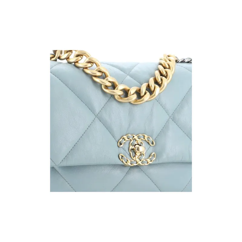 CHANEL 19Bag Sheepskin Flap Bag Handbag, Shoulder Bag, Crossbody Bag Medium Size Women's Light Blue-5