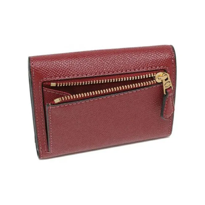 COACH Wyn Grained Leather Card Holder Wallet Women's Cherry Red-4
