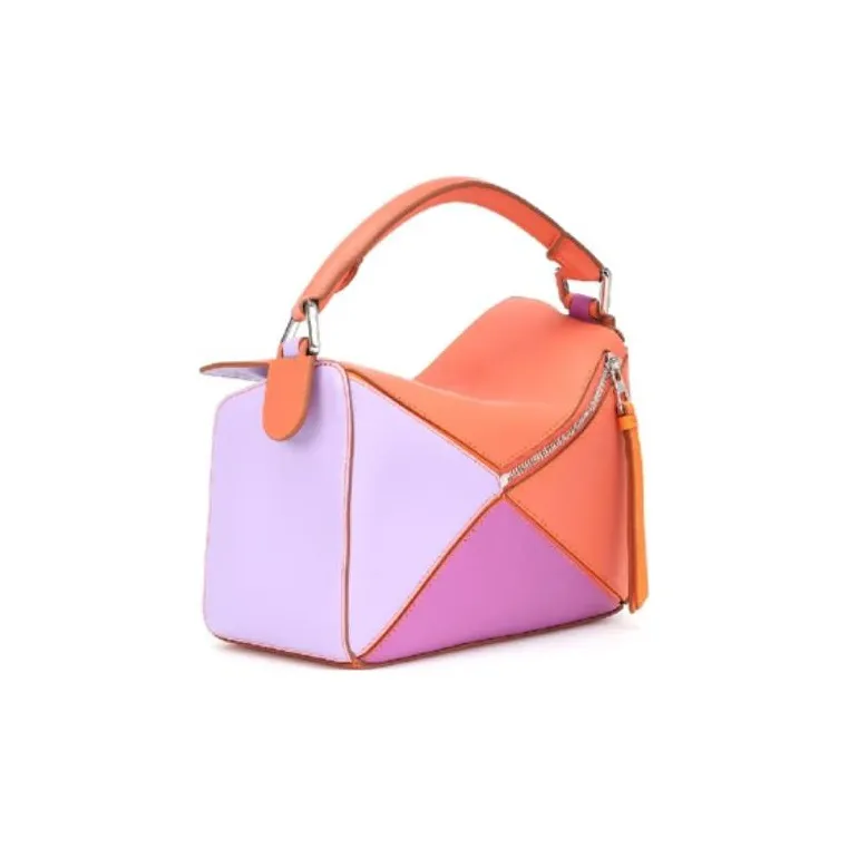 LOEWE Puzzle Calfskin Handbag Shoulder Bag Crossbody Bag Mini Women's Purple & Orange-2