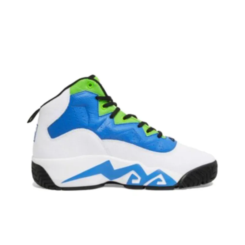FILA Mashburn Slip-Resistant High-Top Vintage Basketball Shoes Men's White Blue-1