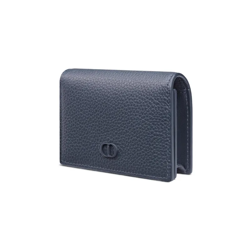 DIOR Grained Calfskin Business Card Holder Zero Wallet Card Holder Men's Navy-1