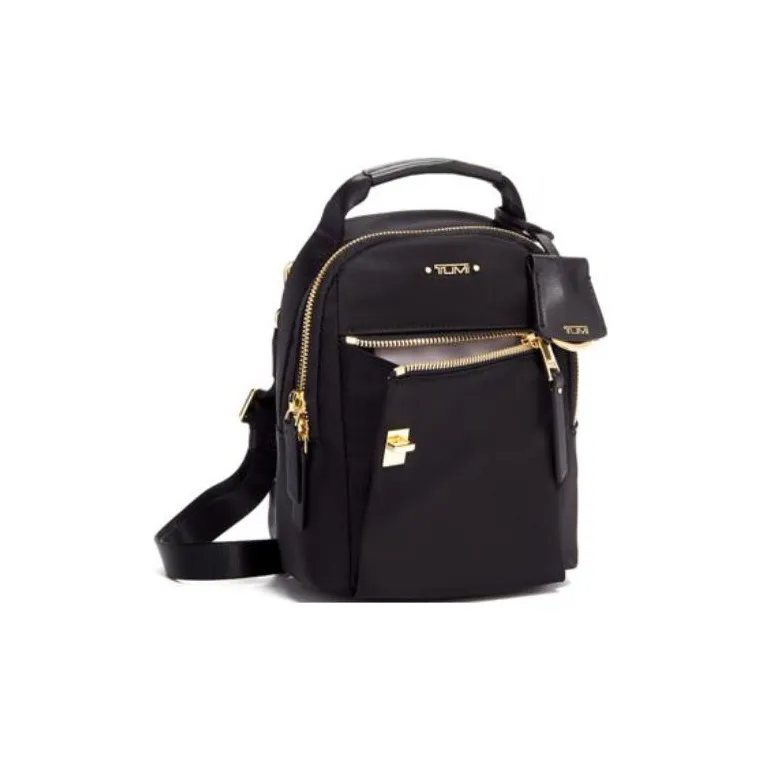 TUMI Voyageur Leather Trim Nylon Blend Backpack Mini Women's Black-1