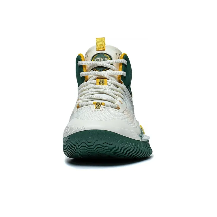 LiNing Badfive 3 Cushioned Slip Resistant Mid Top Basketball Shoes Men's White Green-3