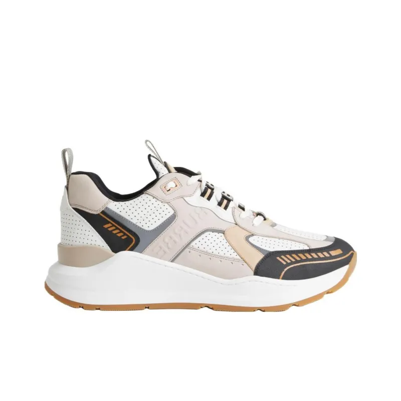 Burberry Low Top Casual Shoes Men's White Gray-1