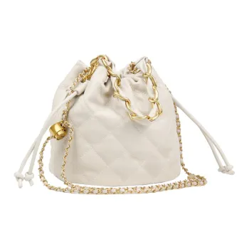 YOCAMU The First Layer Of Calfskin Bucket Bag Chain Shoulder Bag Crossbody Bag Handbag Regular Women's White/Pink/Black