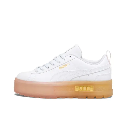 PUMA Mayze Beach Days Anti Slip Wear Resistant Low Top Skateboard Shoes Women's White Brown