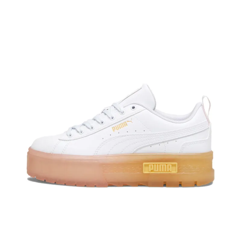 PUMA Mayze Beach Days Anti Slip Wear Resistant Low Top Skateboard Shoes Women's White Brown-0