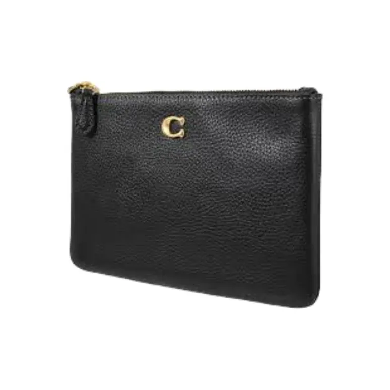 COACH Pouch Leather Mahjong Set Clutches Women's Black-1