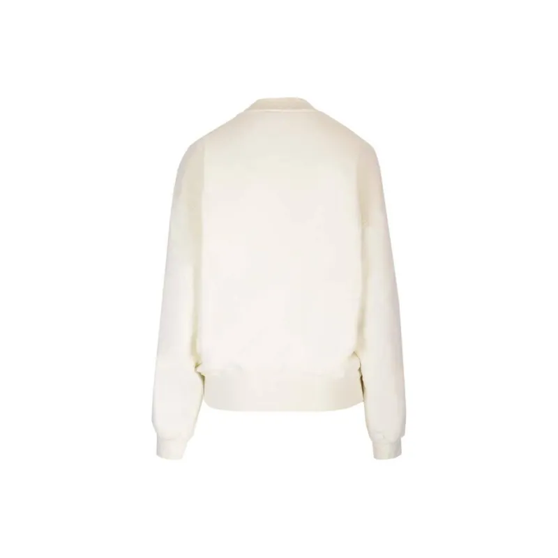 OFF WHITE OW Print Cotton Sweatshirt Cream White-1