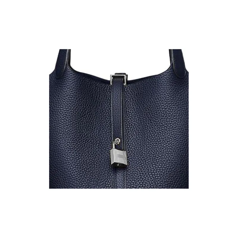 HERMES Picotin Lock Clemence Stitched Swift Leather Basket Bag Handbag Bucket Bag Women's Midnight Blue/Purple Rose-1