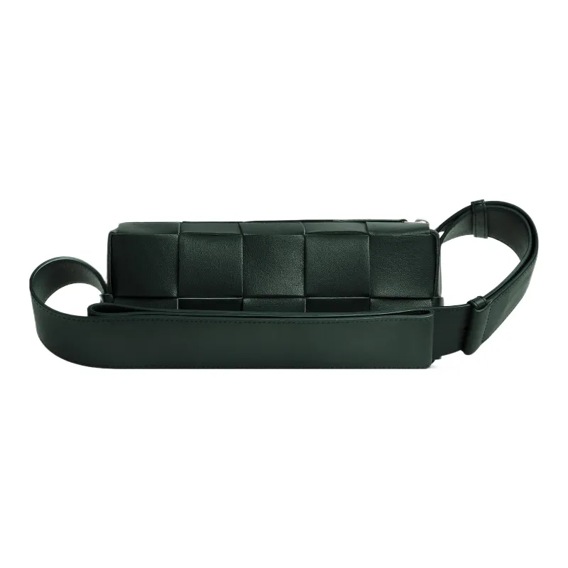 Bottega Veneta Brick Casstte Cow Leather Shoulder Bag, Crossbody Bag Trumpets Men's Dark Green-3