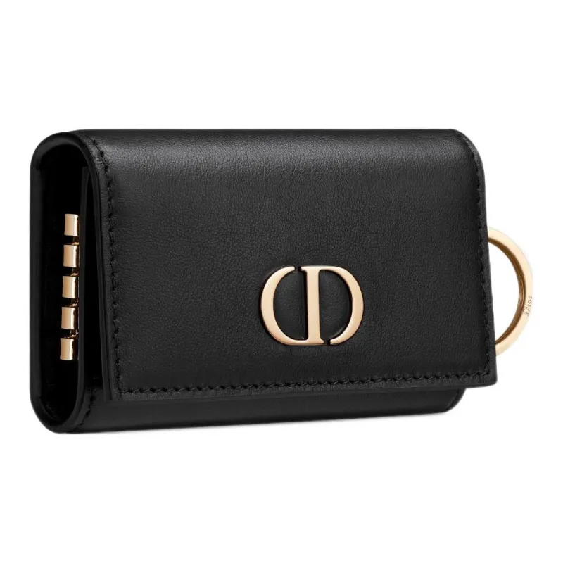DIOR 30 Montaigne Smooth Calf Leather Key Pouch Women's Black-1
