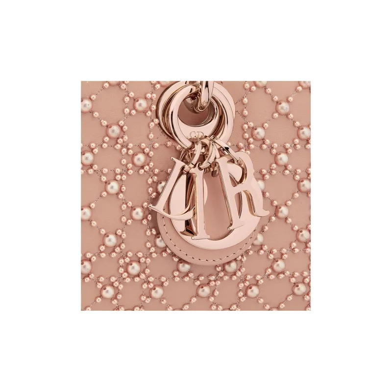 DIOR Lady D-JOY Calfskin With Cannage Embroidery Dior Bag Shoulder Bag Crossbody Bag Handbag Small Size Women's Pink-5