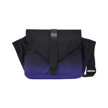 FERRAGAMO Fabric With Calfskin Shoulder Bag, Crossbody Bag Regular Men's Black/Blue