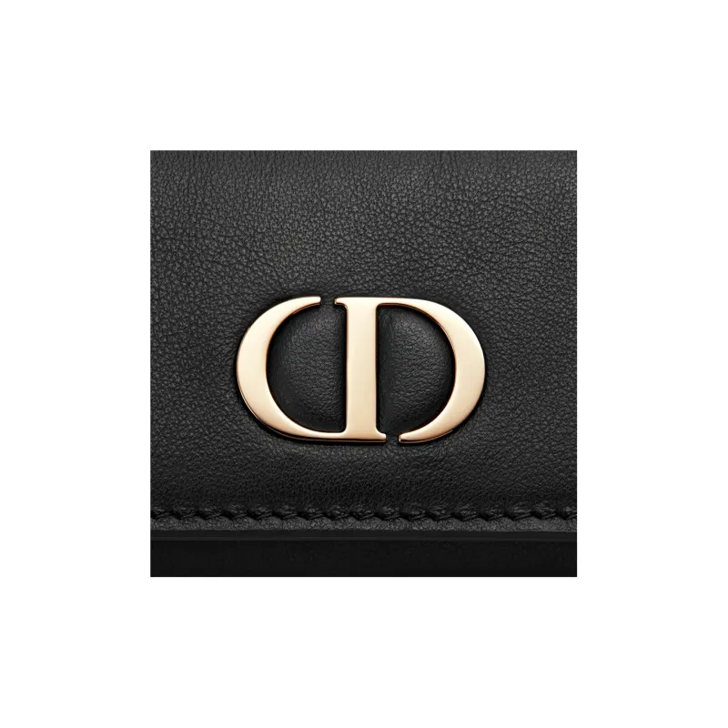 DIOR 30 Montaigne Smooth Calf Leather Key Pouch Women's Black-4