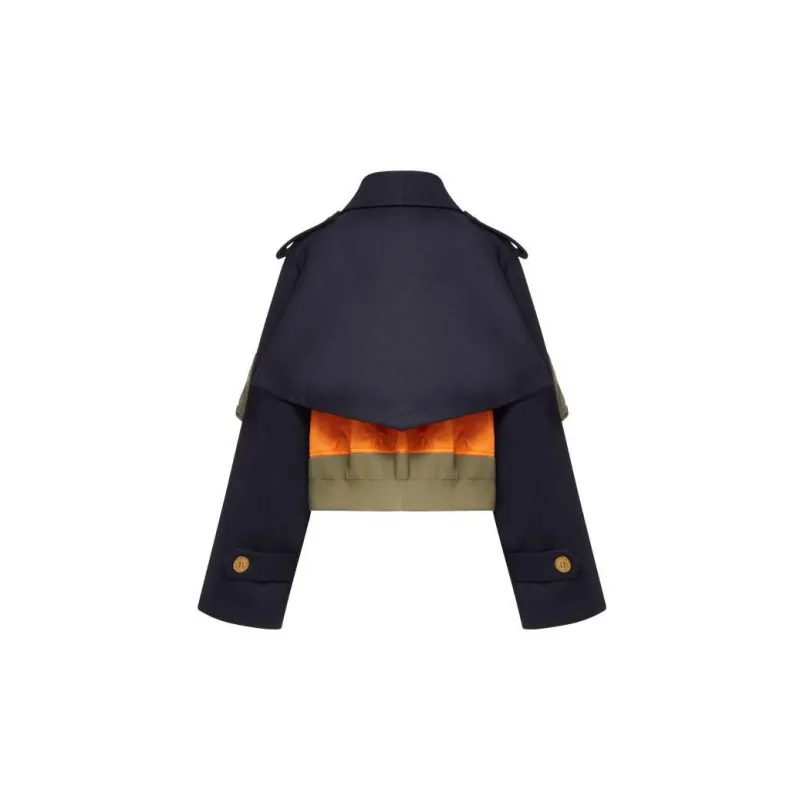 Sacai Wool Melton Mix Jacket 'Navy'-1