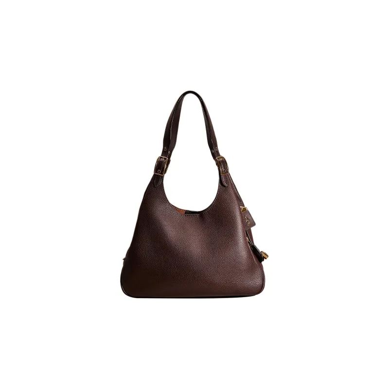 COACH Cass Leather Hobo Bag, Handbag, Shoulder Bag Women's Brown Red-0