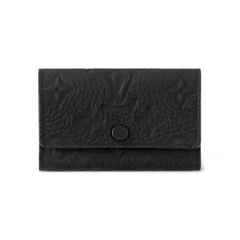 LOUIS VUITTON Leather Cow Leather Patchwork Trim Key Pouch Men's Black