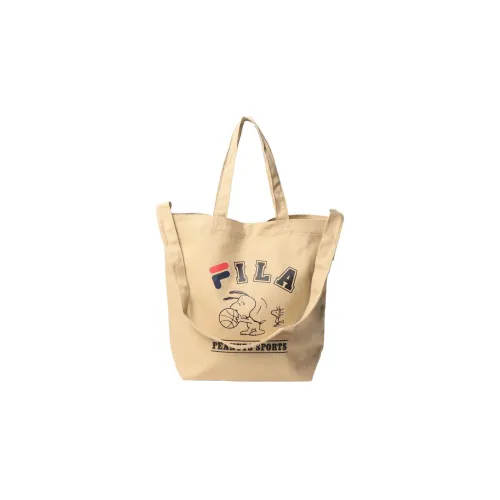 FILA Cotton Tote Bag Shopping Bag Shoulder Bag Handbag Regular Unisex Beige