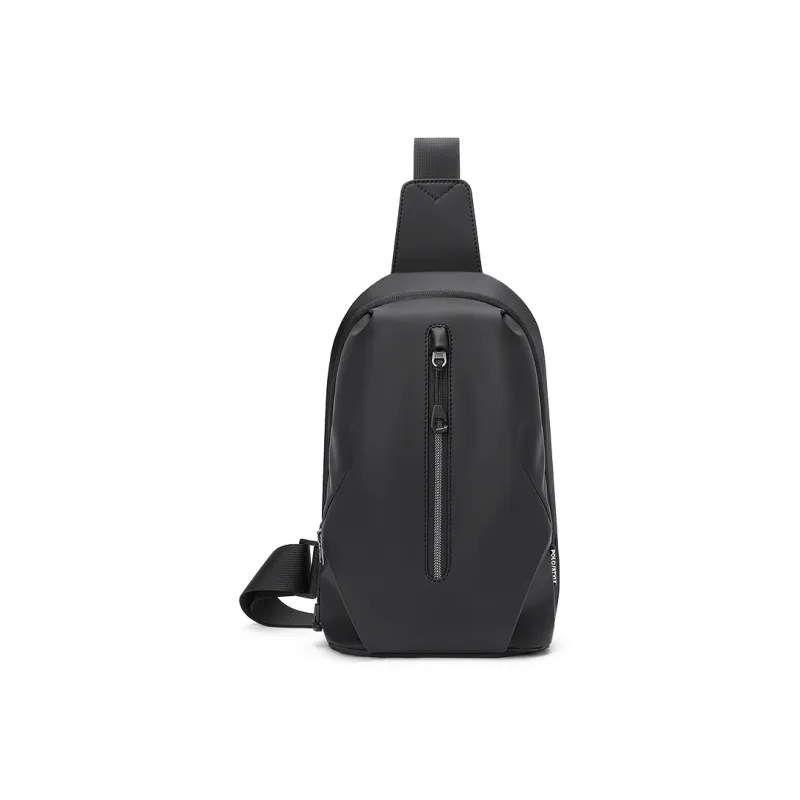 POLO Fabric Crossbody Bag Men's Sling Bag Fanny Pack Medium Size Men's Black-1