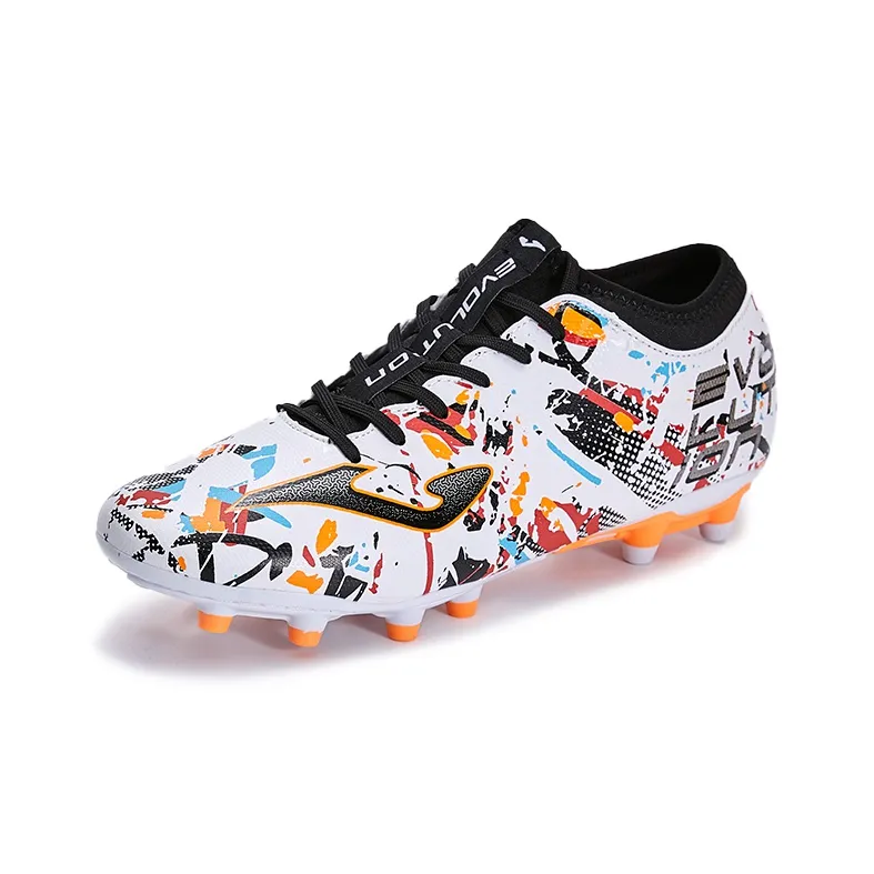Joma FG Rubber Long Studs Artificial Ground Anti Slip Wear Resistant Soccer Shoes Men's White Black-3