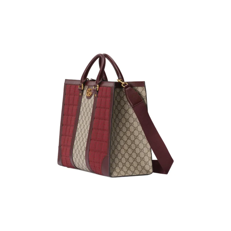 GUCCI Ophidia Canvas With Leather Tote Bag, Shopping Bag, Shoulder Bag, Crossbody Bag, Handbag Tubas Men's Burgundy-1