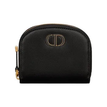 DIOR 30 Montaigne Calfskin Coin Purse Small Size Women's Black
