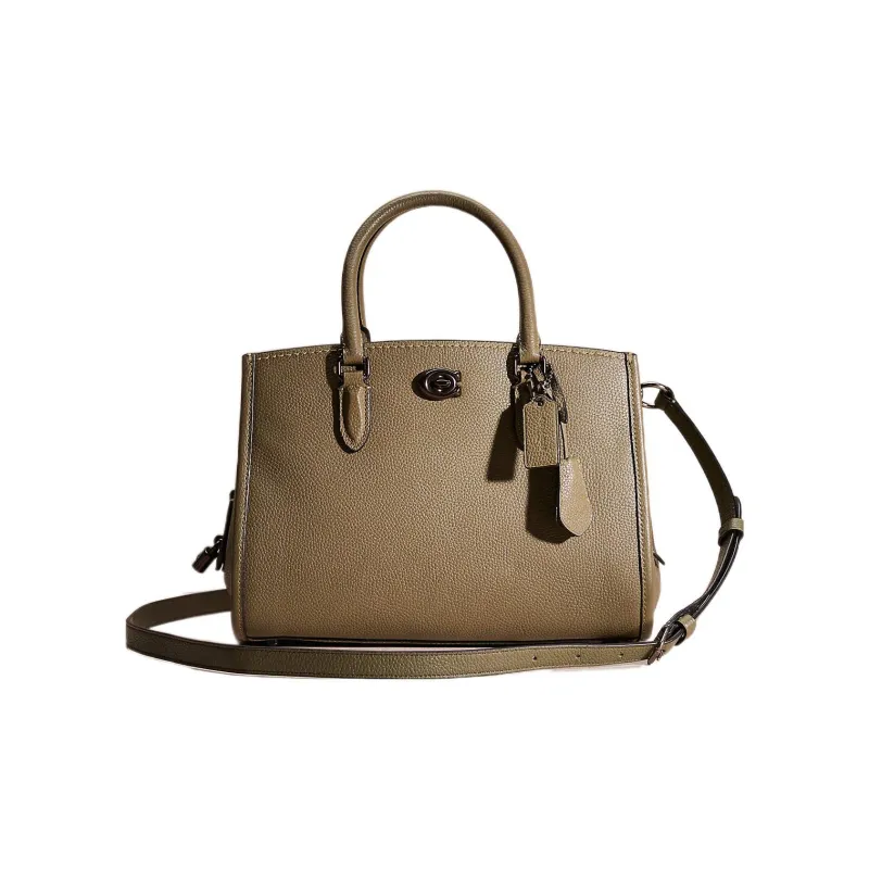COACH Brooke Pebbled Leather Tote Bag Shopping Bag Handbag Shoulder Bag Crossbody Bag Medium Size Women's Army Green-0