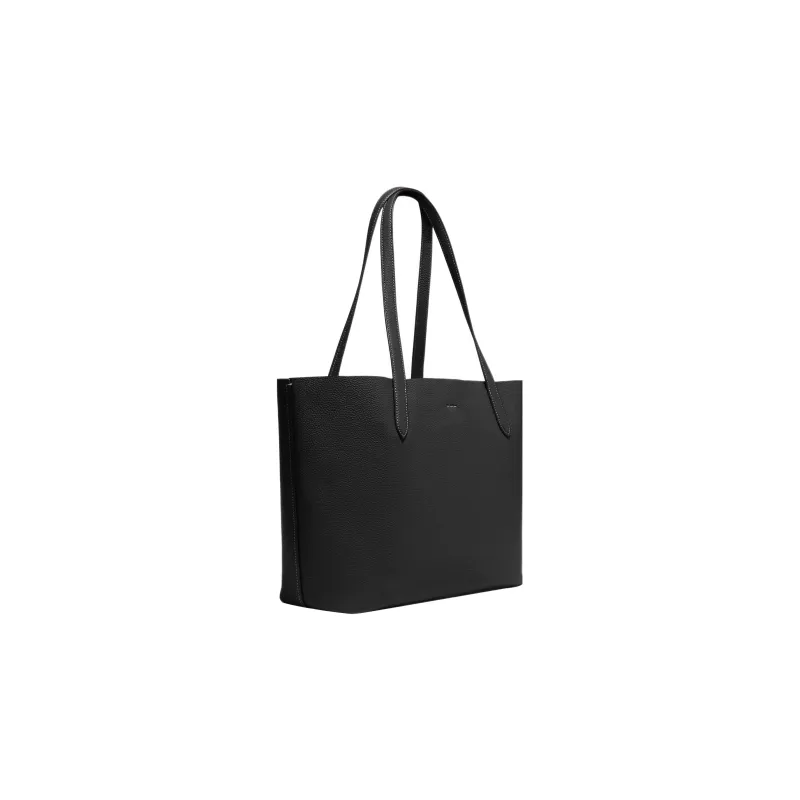 COACH Pebbled Leather Tote Bag, Shopping Bag, Handbag, Shoulder Bag Women's Black-1