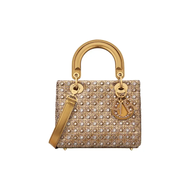 DIOR Lady Dior Satin Lady Dior Bag, Shoulder Bag, Crossbody Bag, Handbag Women's Gold-0