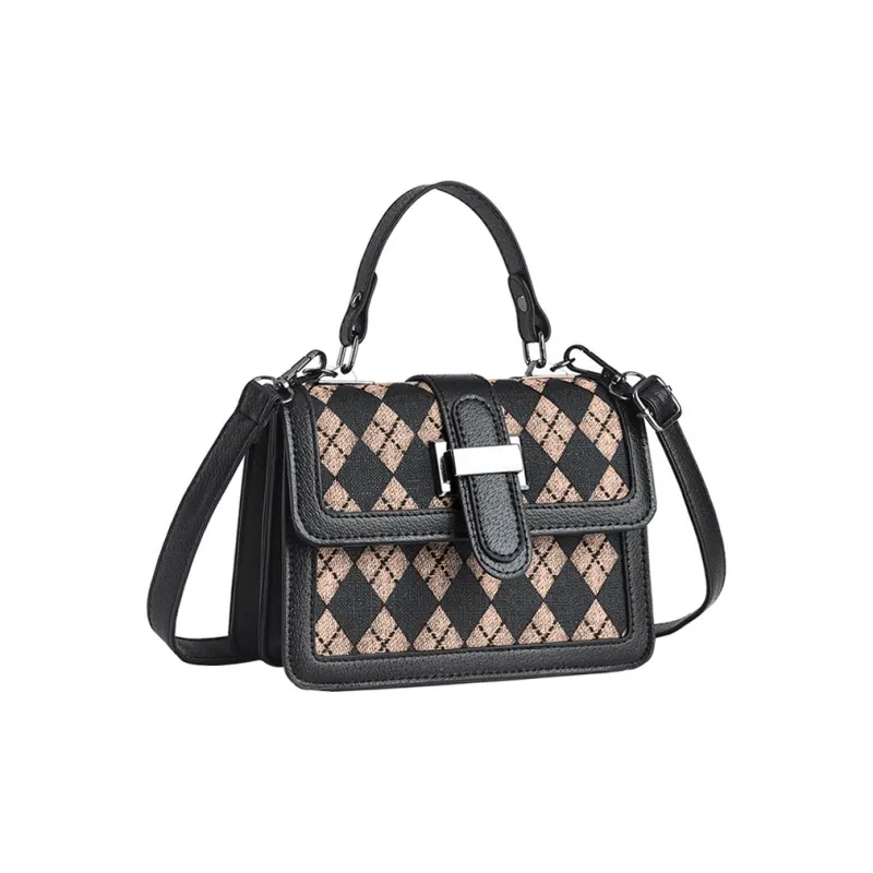 SURELAPTOP PU Small Square Bag, Crossbody Bag Small Size Women's Checkerboard/Houndstooth/Diamond/Print-12