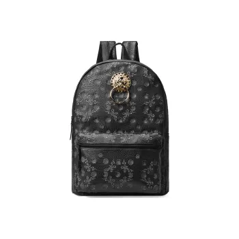 CHUSAN Nylon Fabric With PVC Backpack Unisex Black