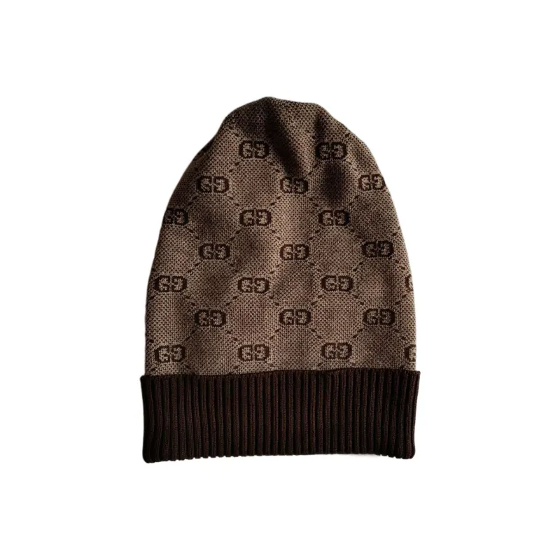 GUCCI Cashmere Beanies Unisex Brown-1