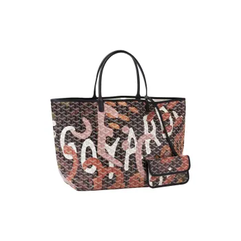GOYARD Saint Louis Canvas With Leather Combo Tote Bag One Shoulder Handbags Large Size Unisex Black/Pink
