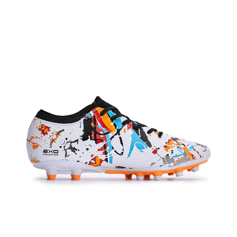 Joma FG Rubber Long Studs Artificial Ground Anti Slip Wear Resistant Soccer Shoes Men's White Black-2