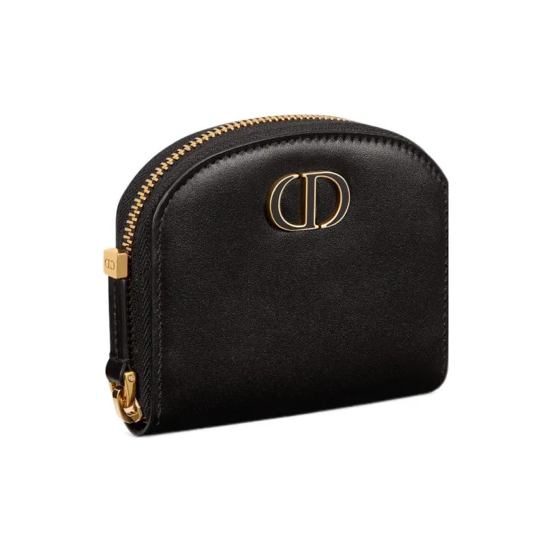 DIOR 30 Montaigne Calfskin Coin Purse Small Size Women's Black-1