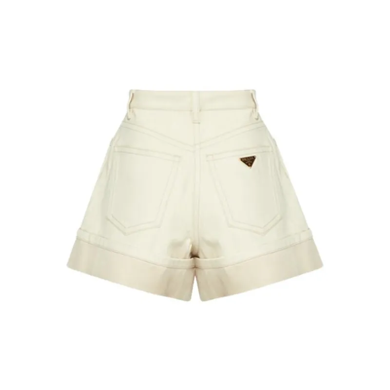 PRADA SS23 Denim Shorts Women's Beige Yellow-1